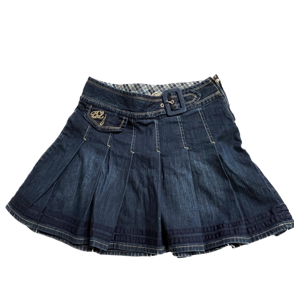 E-land Tennis Skirt Navy Blue Mini  Pleated Preppy Size 165 Girls Large Buckle